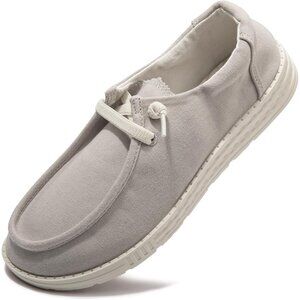 Women's V-Gray Fashion Casual Walking Canvas Low Top Flats  Sneakers Shoes